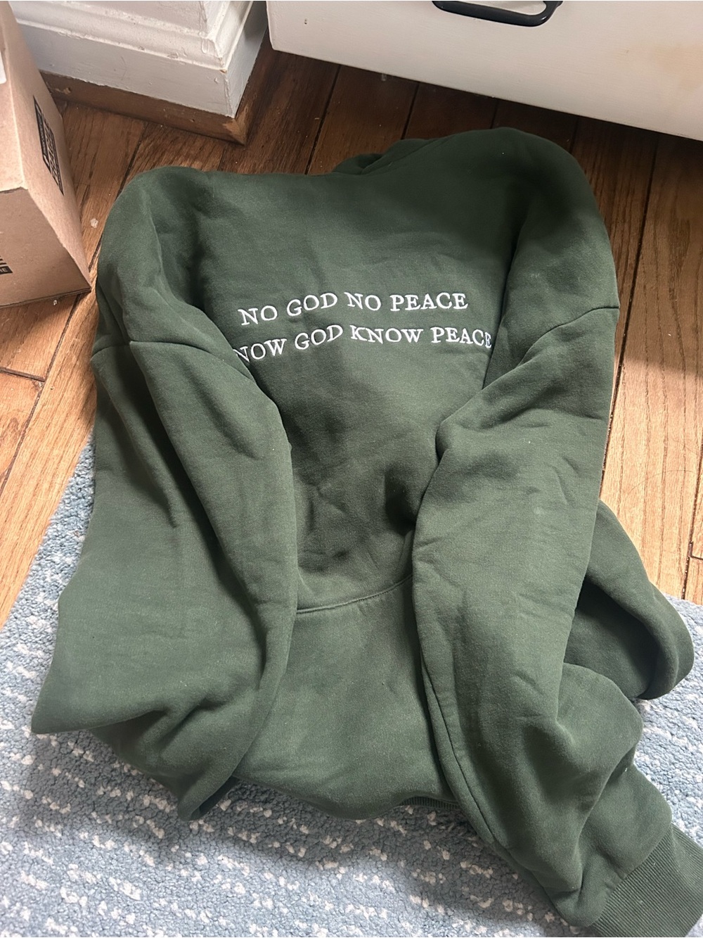 Green Graphic Mens Sweatshirt - "No God No Peace"